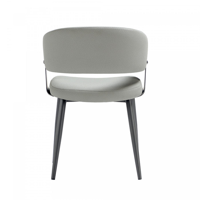 Luce Modern Metal Textured Vegan Leather Dining Chair in Stone Gray