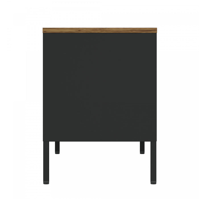 Landen Modern 47\" Metal Storage Cabinet in Black Armoire