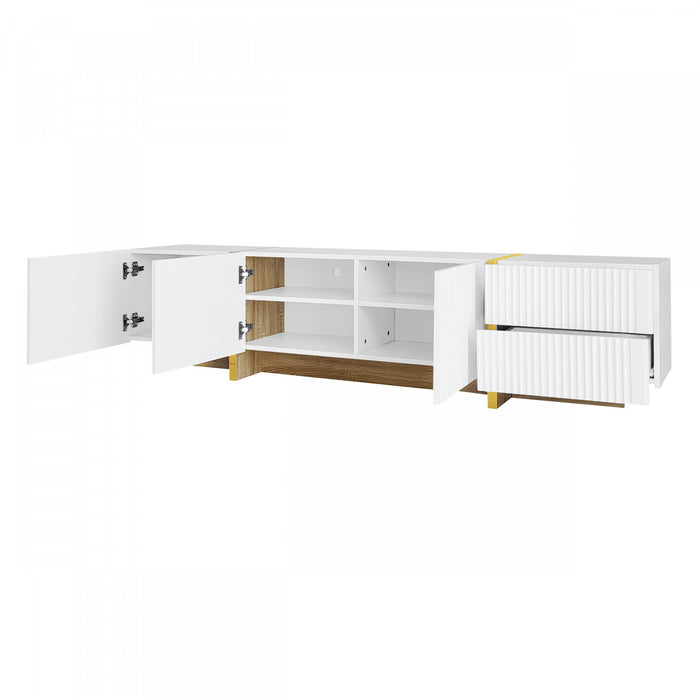 Emily 74.7\" Large Storage TV Cabinet with Doors and Drawers,Gold Tv Stand