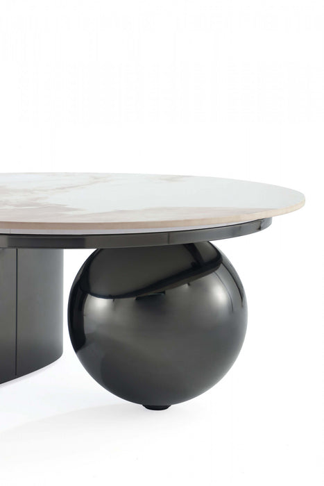 Laurel Modern Glam 2-Piece Coffee Table & End Table Set in Black Coffee Table Set