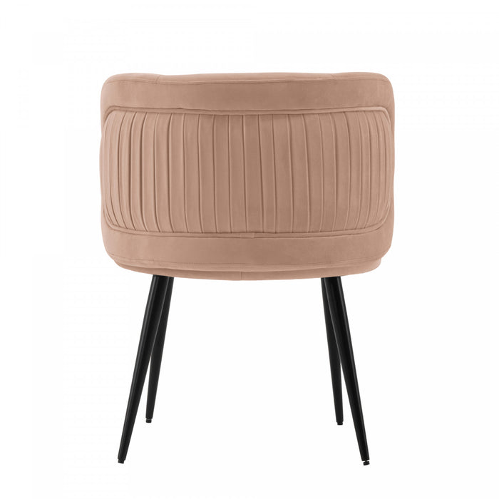 Kaya Modern Wood Velvet Dining Chair in Nude - Set of 2