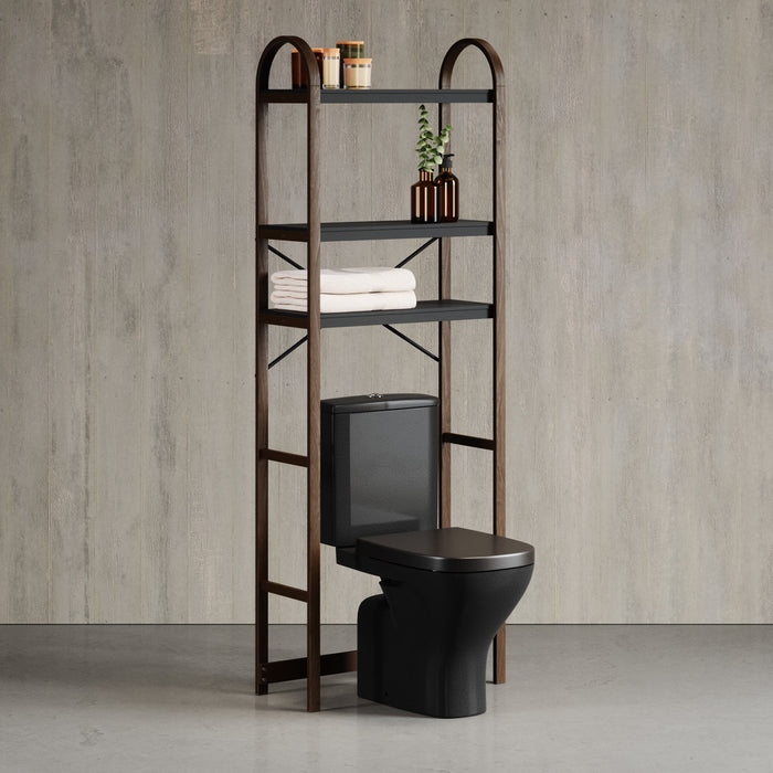 Umbra Modern Bellwood Over-Toilet Shelves - Black and Walnut