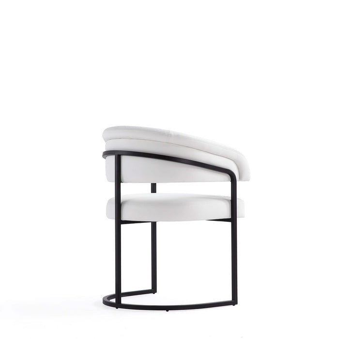 Augusta Modern Metal Vegan Leather Dining Chair in White - Set of 4
