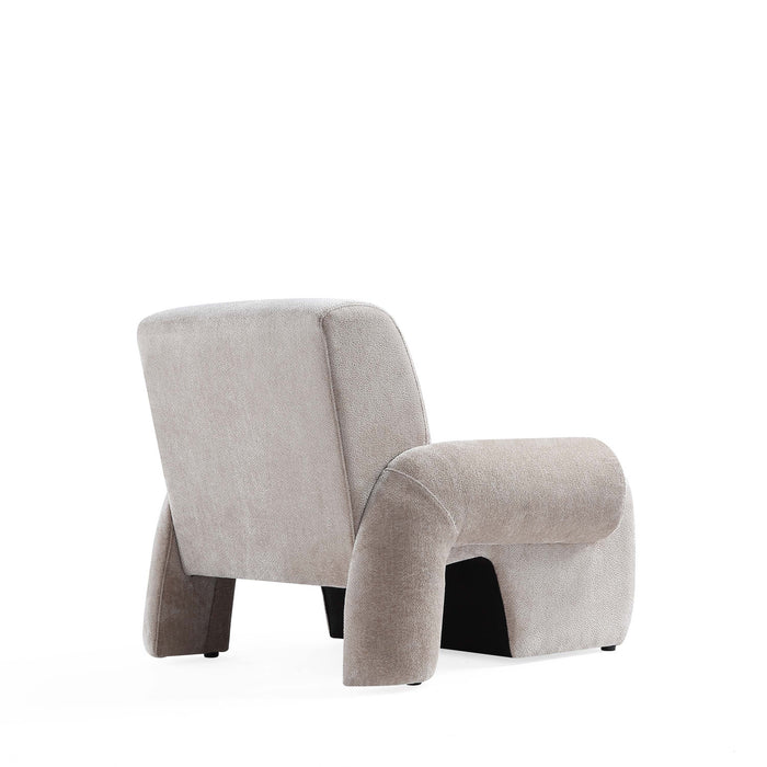 Verandah Mid-Century Modern Chenille Lounge Chair in Beige - Set of 2