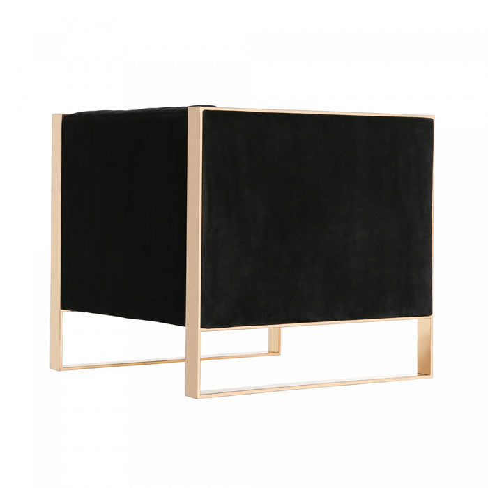 Trillium Mid-Century Modern Velvet Lounge Chair in Black - Set of 2