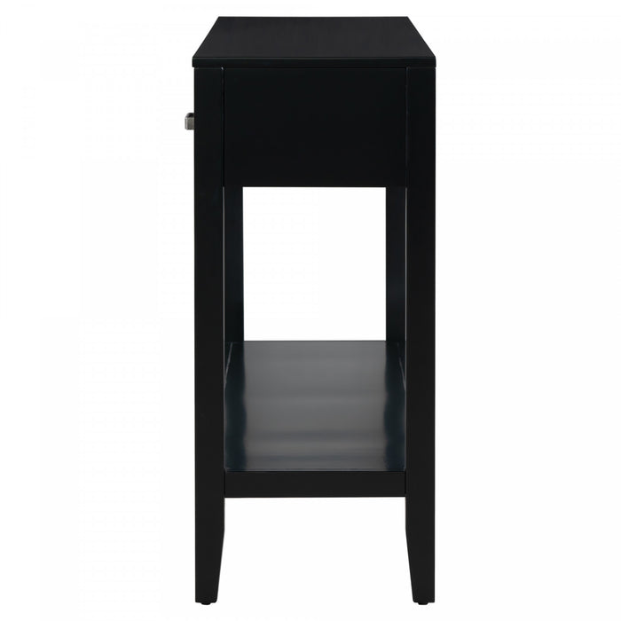 Emma 59.1'' Farmhouse Entryway Table with Drawers and Open Shelf,Black Sofa Table