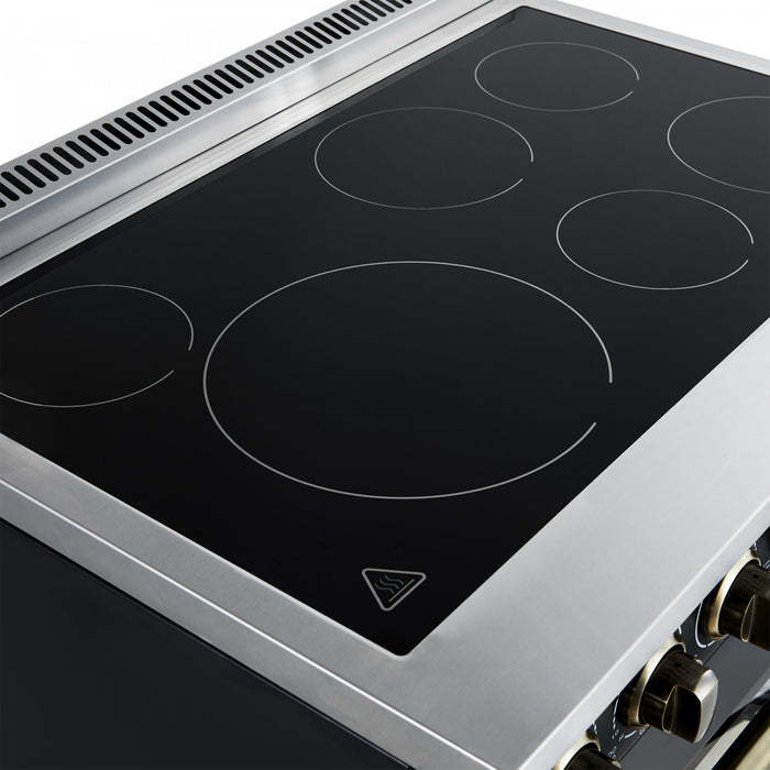 Forno Paolo 36 Inch Black Freestanding Electric Range, Black, 5.44 cu.ft., True Convection - FFSEL6011-36BLK