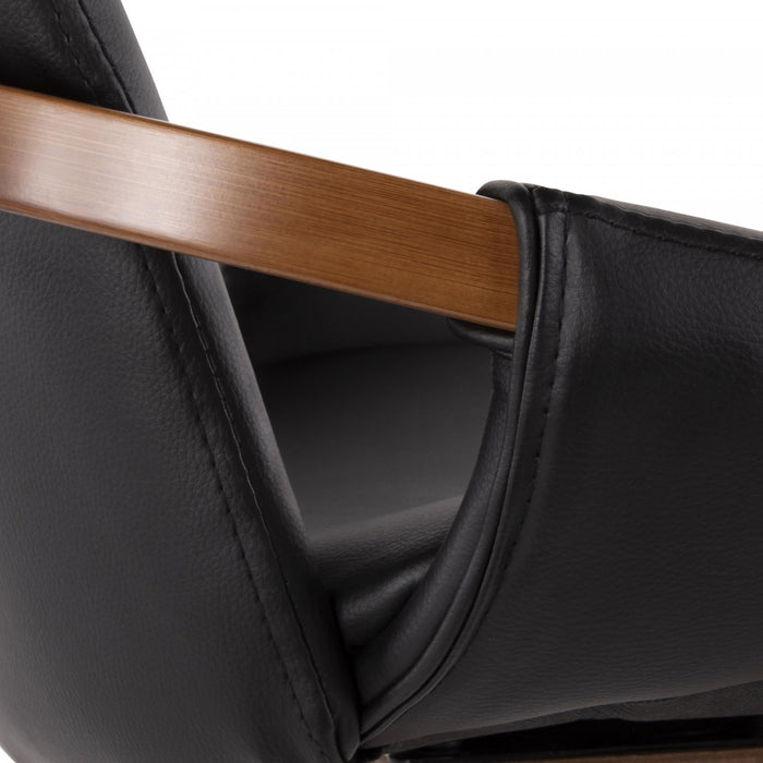 LumiSource Cosmo Faux Leather Mid-Century Modern Counter-Height Stool - Walnut/Black