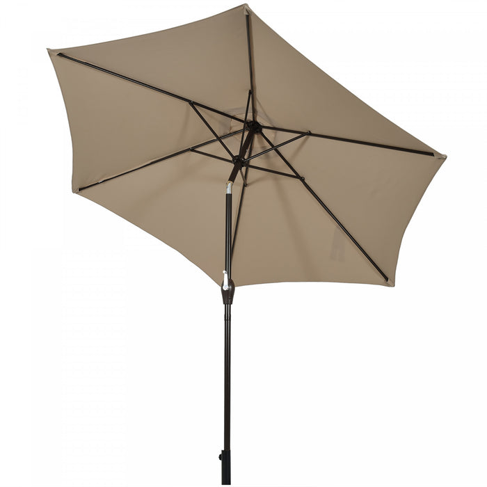 Costway 9Ft Outdoor Market Patio Table Umbrella Push Button Tilt Crank Lift Tan