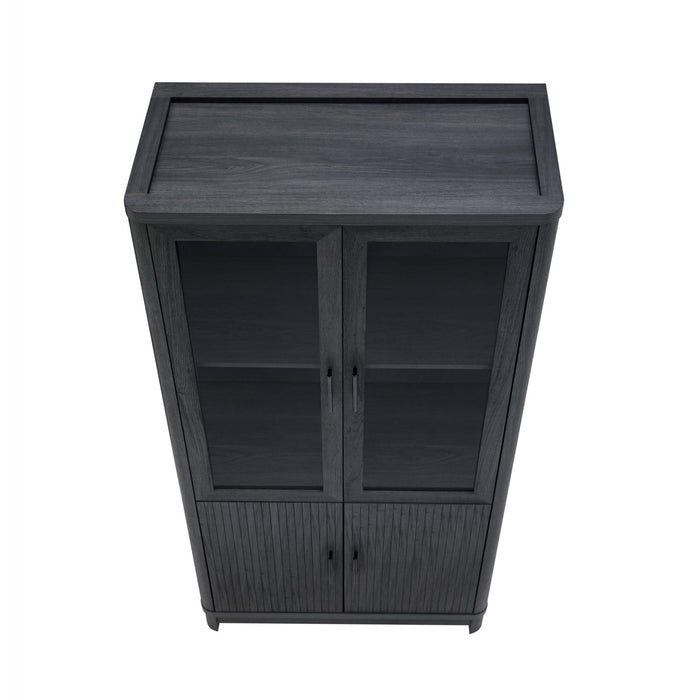 Jodie Mid-Century Modern 31\" Bookcase Cabinet in Charcoal Gray (6-Shelf)
