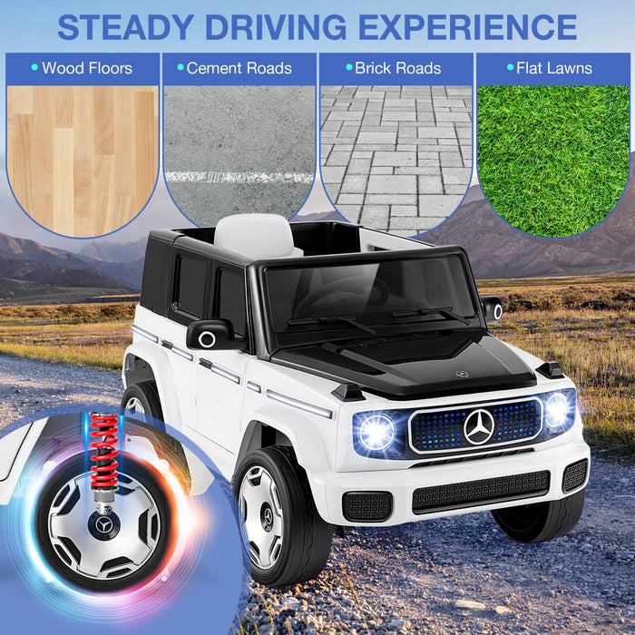 Costway Licensed Mercedes-benz Eqg Kids Ride On Car With Remote Control Detachable Battery White