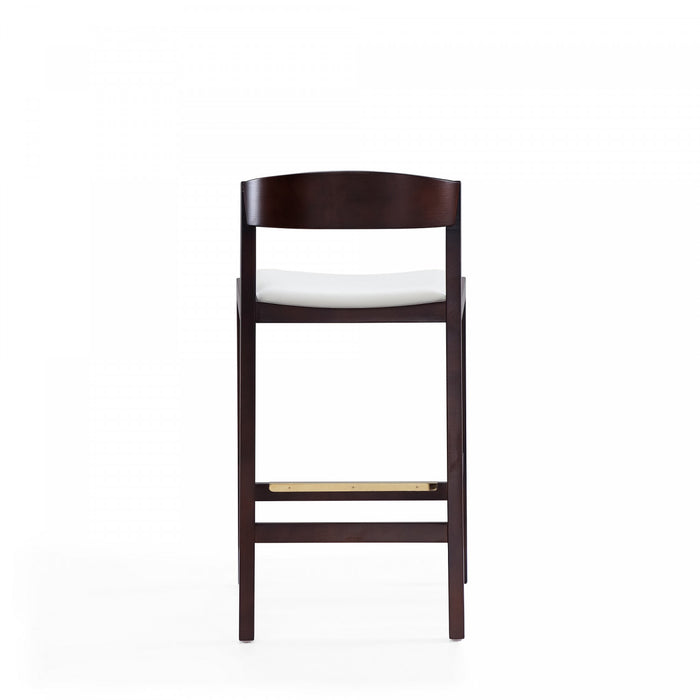 Klismos Mid-Century Modern Wood Upholstered Counter Stool in Ivory - Set of 2