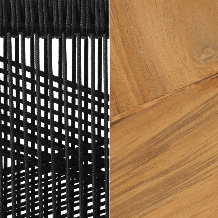 Agave Teak Wood & Woven Rope Lounge Chair - Black & Natural
