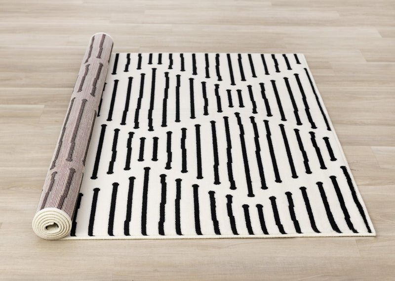 Forte Black White Stripes Area Rug - 2'7\" x 4'11\"