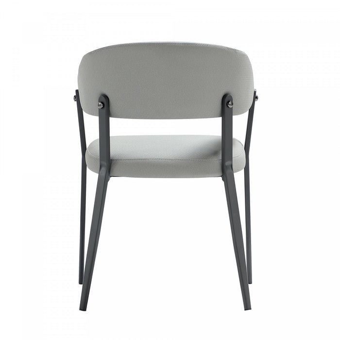 Belle Modern Metal Upholstered Dining Chair in Stone Gray - Set of 4