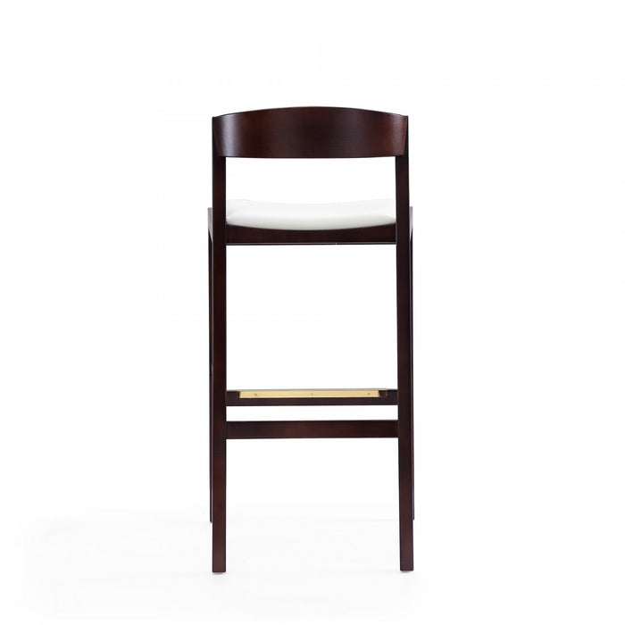 Klismos Mid-Century Modern Wood Upholstered Barstool in Ivory - Set of 2