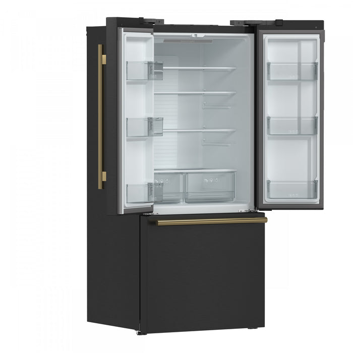 Forno Espresso Gallipoli 30-inch French Door Black Refrigerator, 17.5 cu.ft. - FFFFD1974-31BLK