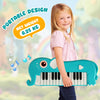 Costway 25-Key Kids Piano Keyboard Elephant Shape Toy Digital Piano with Built-in Music & Light Blue