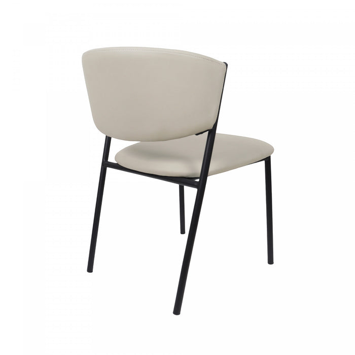 Drift Contemporary Modern Vegan Leather Metal Side Chair in Stone Gray - Set of 4