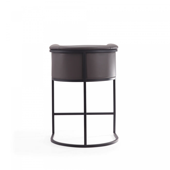 Cosmopolitan Mid-Century Modern Metal Upholstered Counter Stool in Graphite - Set of 2 Bar Stool