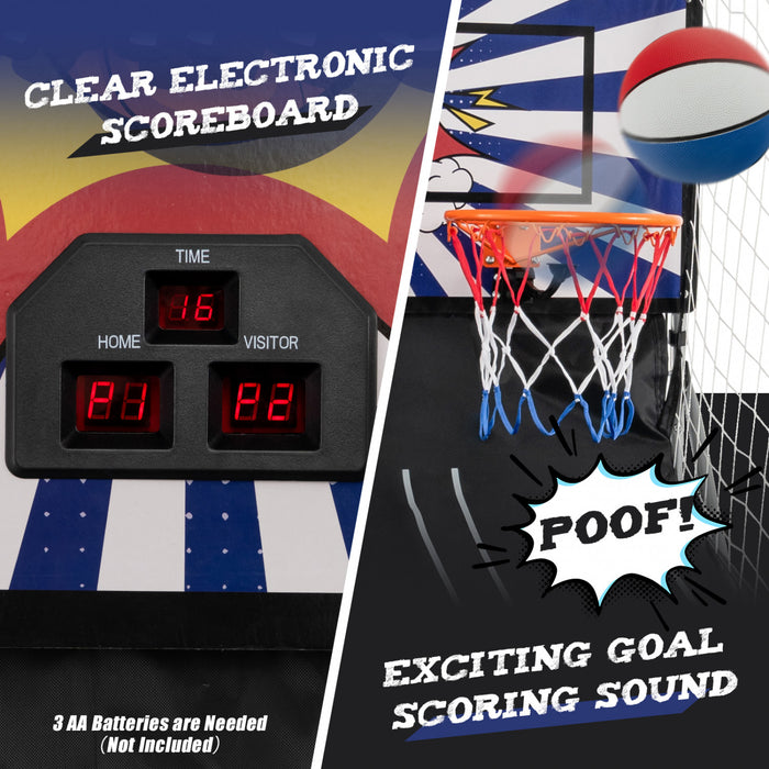 Costway Dual Shot Basketball Arcade Game With 8 Game Modes Arcade Sound Electronic Scoring White