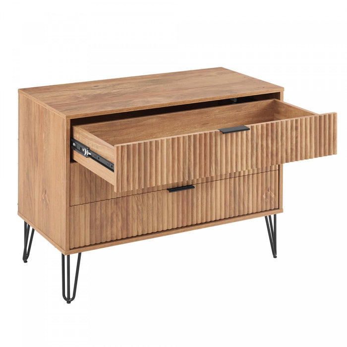 Dumbo Modern 35\" Fluted Dresser in Golden Brown (3-Drawer)