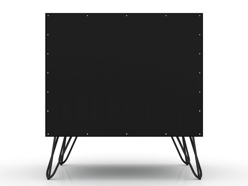 Rockefeller Mid-Century Modern 20\" Nightstand in Black (2-Drawer) - Set of 2
