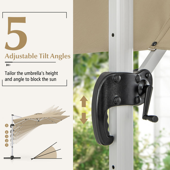 Costway 10 FT Patio Cantilever Umbrella Outdoor Aluminum Hanging Offset Umbrella w/ 360° Rotation Beige