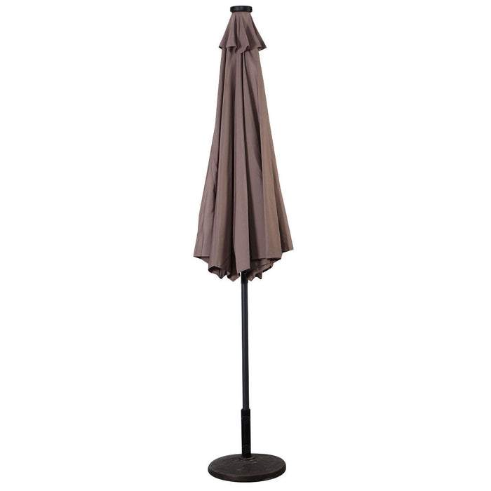 Costway 10ft Patio Solar Umbrella LED Patio Market Steel Tilt w/ Crank Outdoor Tan