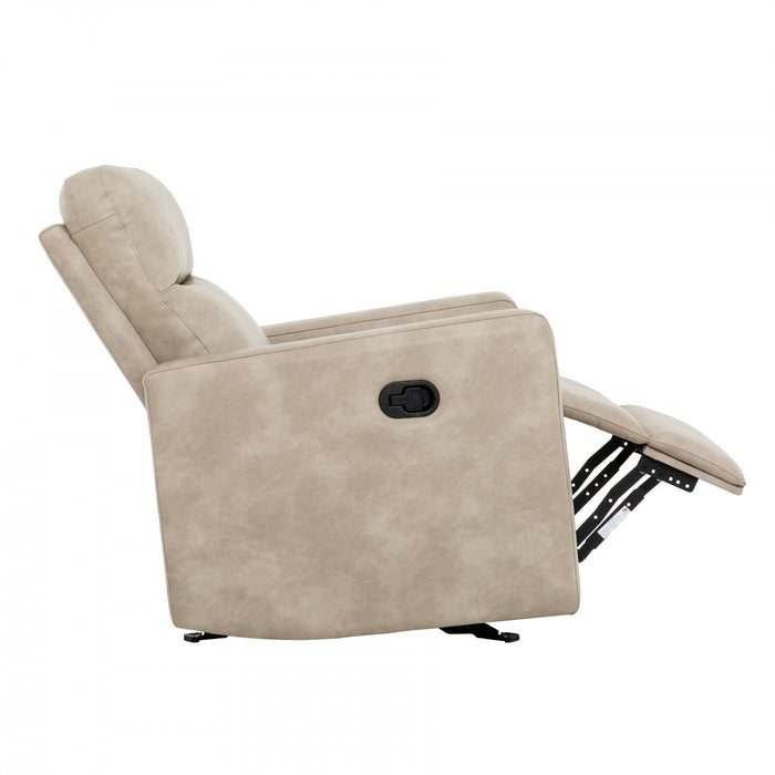 Denton 34 in. Faux Leather Manual Glider Recliner Chair - Taupe