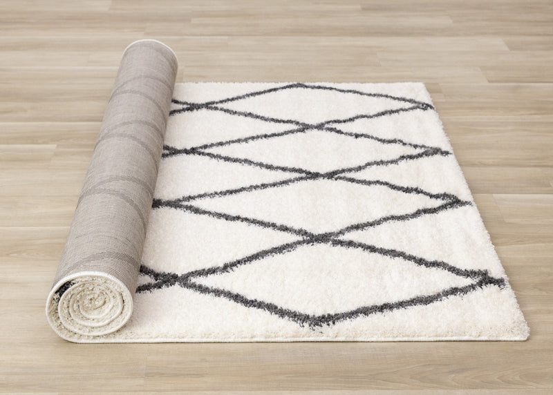 Fairmont White Grey Trellis Rug, 7'10\" x 10'6\" Indoor Area Rug