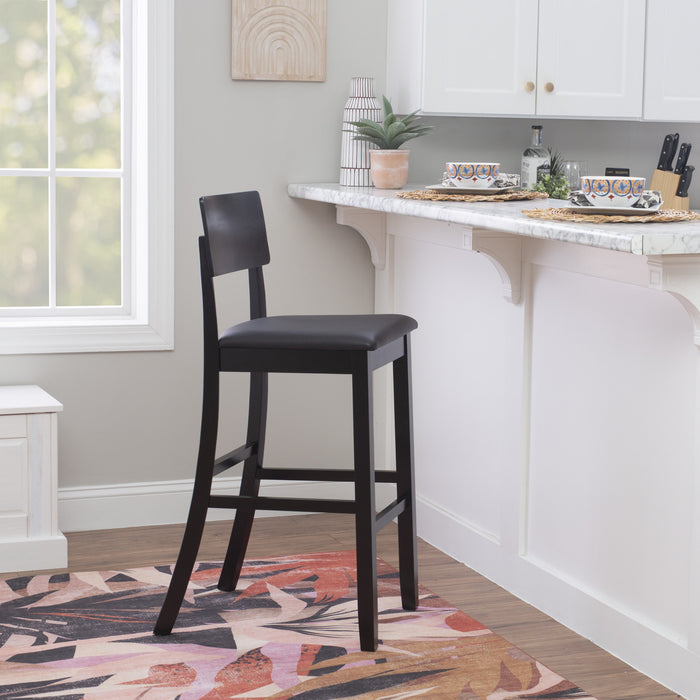 Torino Faux Leather Contemporary Barstool - Black
