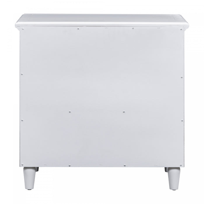 U_Style 28 Inch Painted Nightstand with 3 Smooth-Glide Drawers and Rubberwood Legs, White