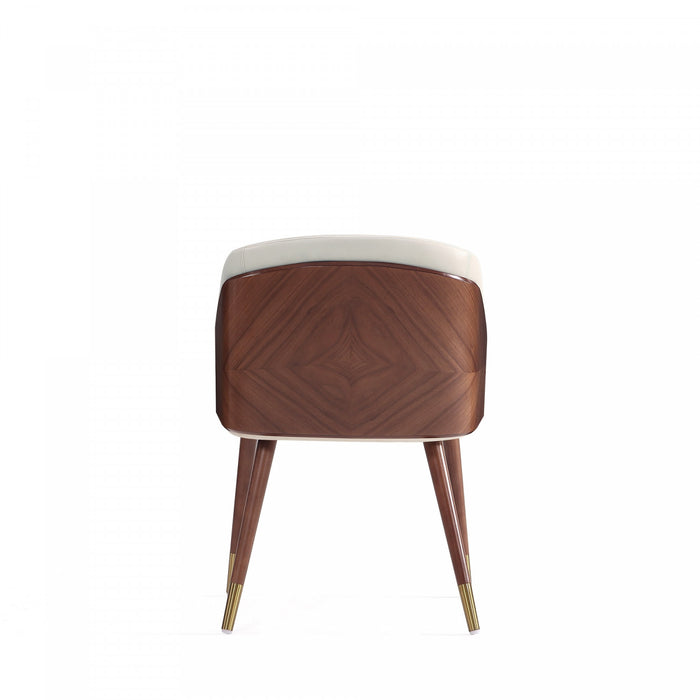 Reeva Modern Wood Vegan Leather Dining Chair in Cream - Set of 2