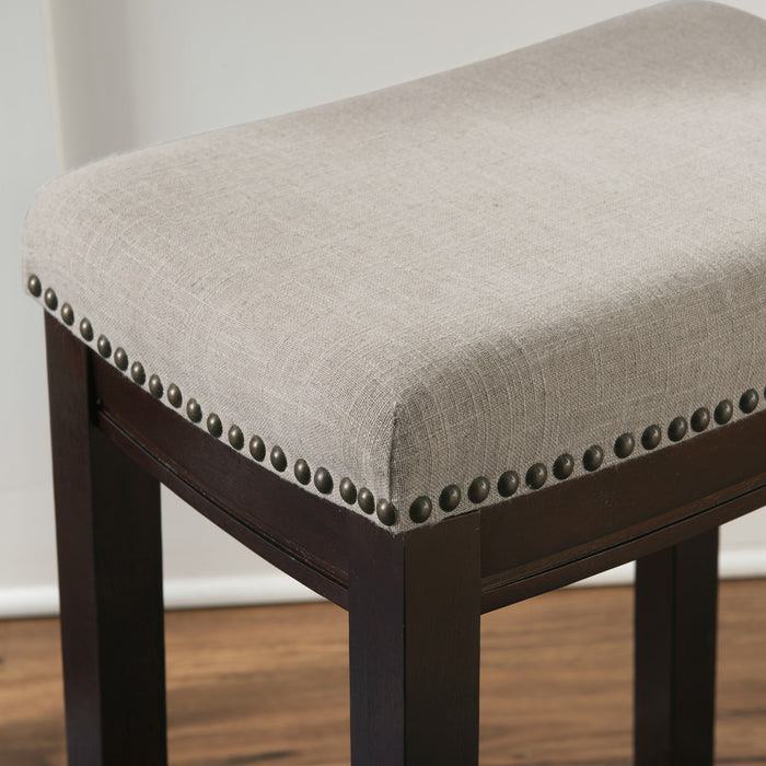 Claridge Linen-Look Fabric Backless Counter-Height Stool - Dark Walnut