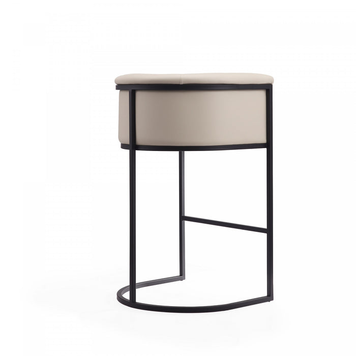 Cosmopolitan Mid-Century Modern Metal Upholstered Barstool in Cream - Set of 2 Bar Stool