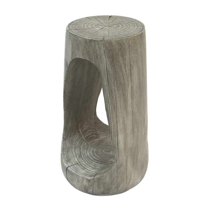 Brio 26.57\" Rustic Tree-Stump MGO Accent Table, Unique Wood Grain Indoor Side Table, Grey