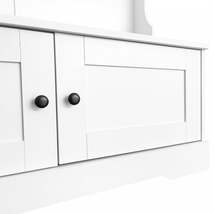 Ethan Hall Tree Coat Rack with Shoe Cabinet Hooks and Storage,White