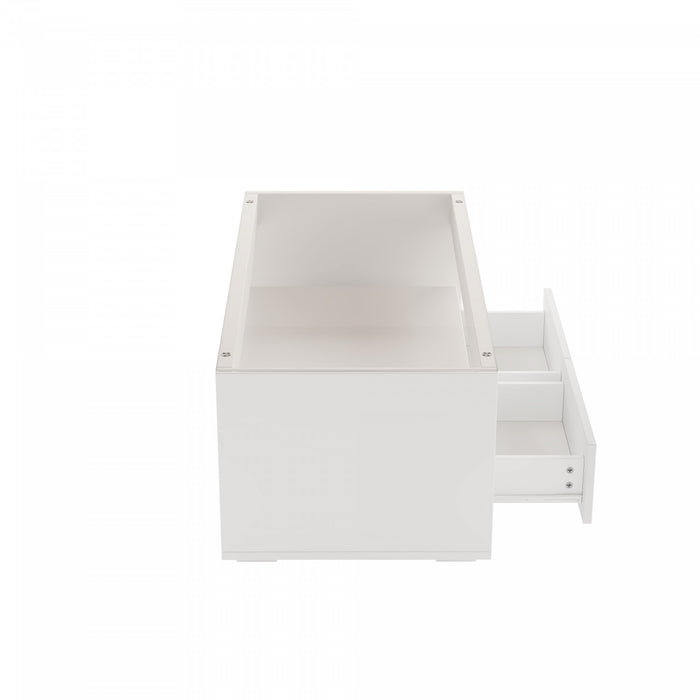 Emily Coffee Table with LED Lights and Open Storage,White
