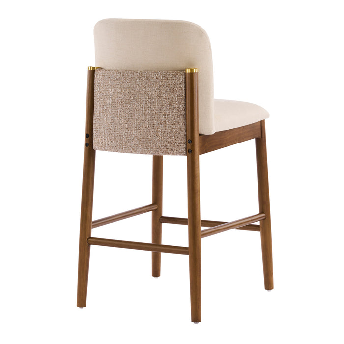Lois Rubber Wood Counter Stool Set of 2 with Upholstered Seat and Footrest,Beige