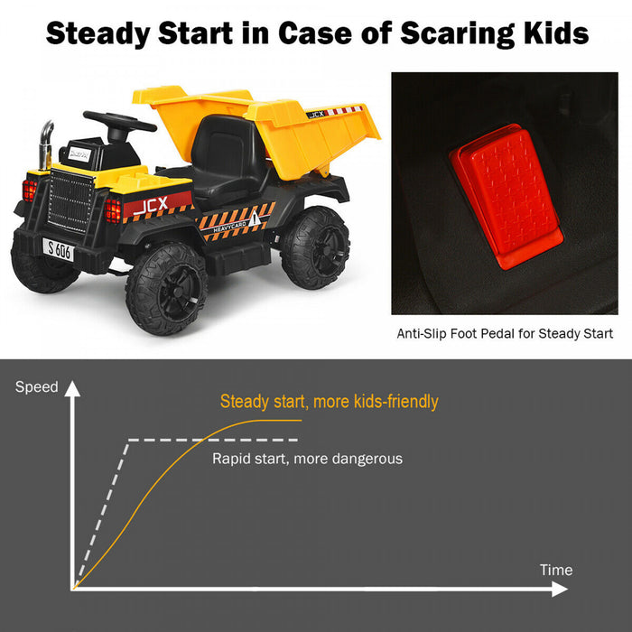 12v Battery Kids Ride On Dump Truck Rc Construction Tractor W/ Electric Bucket