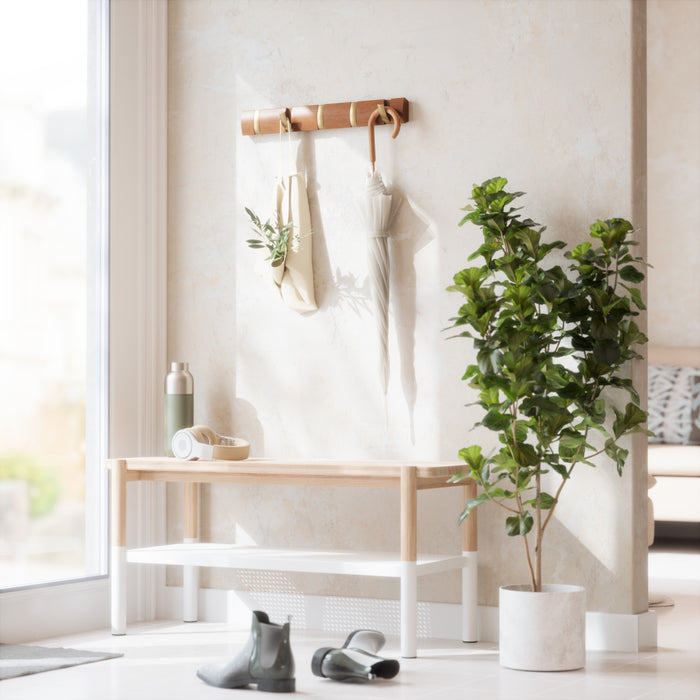 Umbra 5 Flip Wall-Mounted Hooks - Light Walnut and Gold