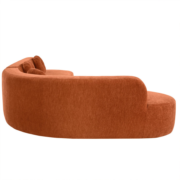 Vista 122 Inch Extra Large Sectional Sofa with Curved Design and High-Resilience Foam, Orange