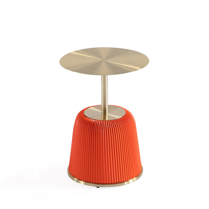 Anderson Modern Metal Top Upholstered End Table in Orange - Set of 2