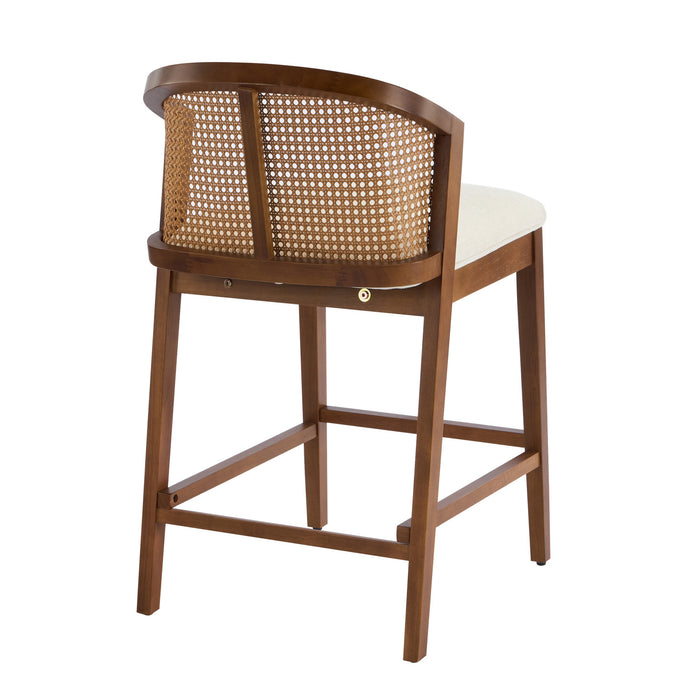 Tatti Rubber Wood Counter Stools with Cane Back Set of 4,Walnut