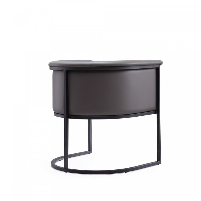 Cosmopolitan Mid-Century Modern Vegan Leather Metal Dining Chair in Graphite - Set of 2