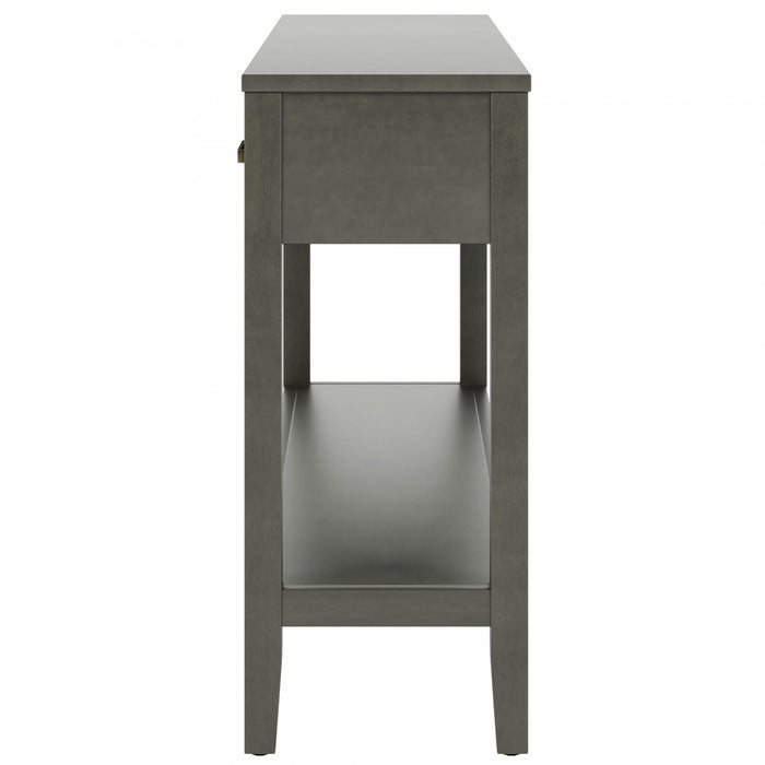 Emma 59.1'' Farmhouse Entryway Table with Drawers and Open Shelf,Grey Sofa Table