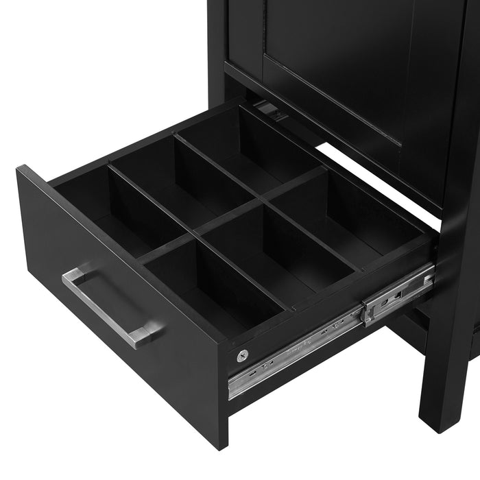 Wayne 18 Inch Compact Modern Bathroom Vanity with Ceramic Sink, Black