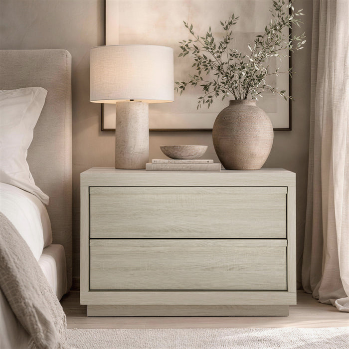Navis Contemporary 32\" Nightstand in Whitewashed Oak (2-Drawer)