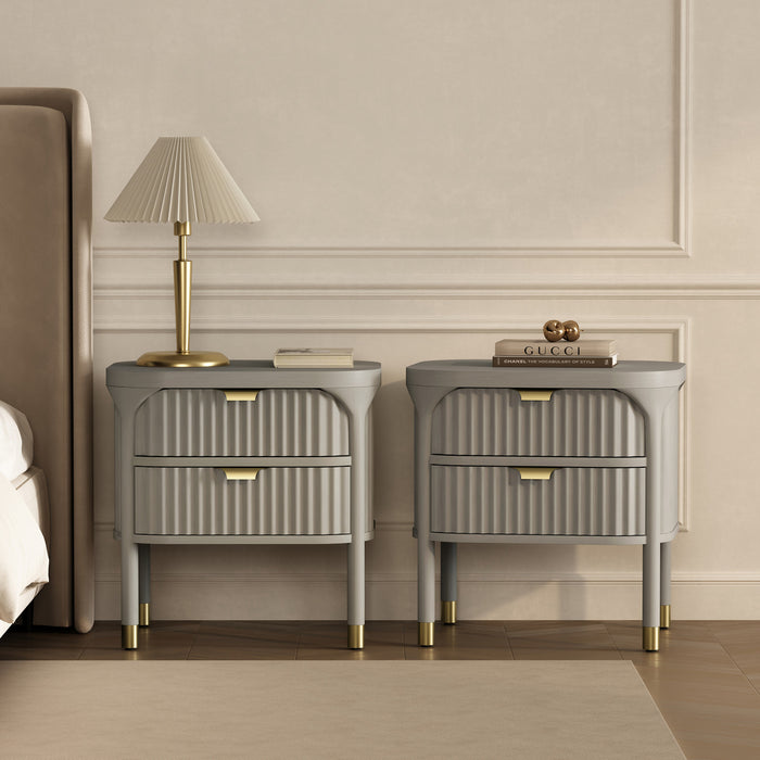 Park Contemporary 24\" Solid Wood Nightstand in Gray (2-Drawer)